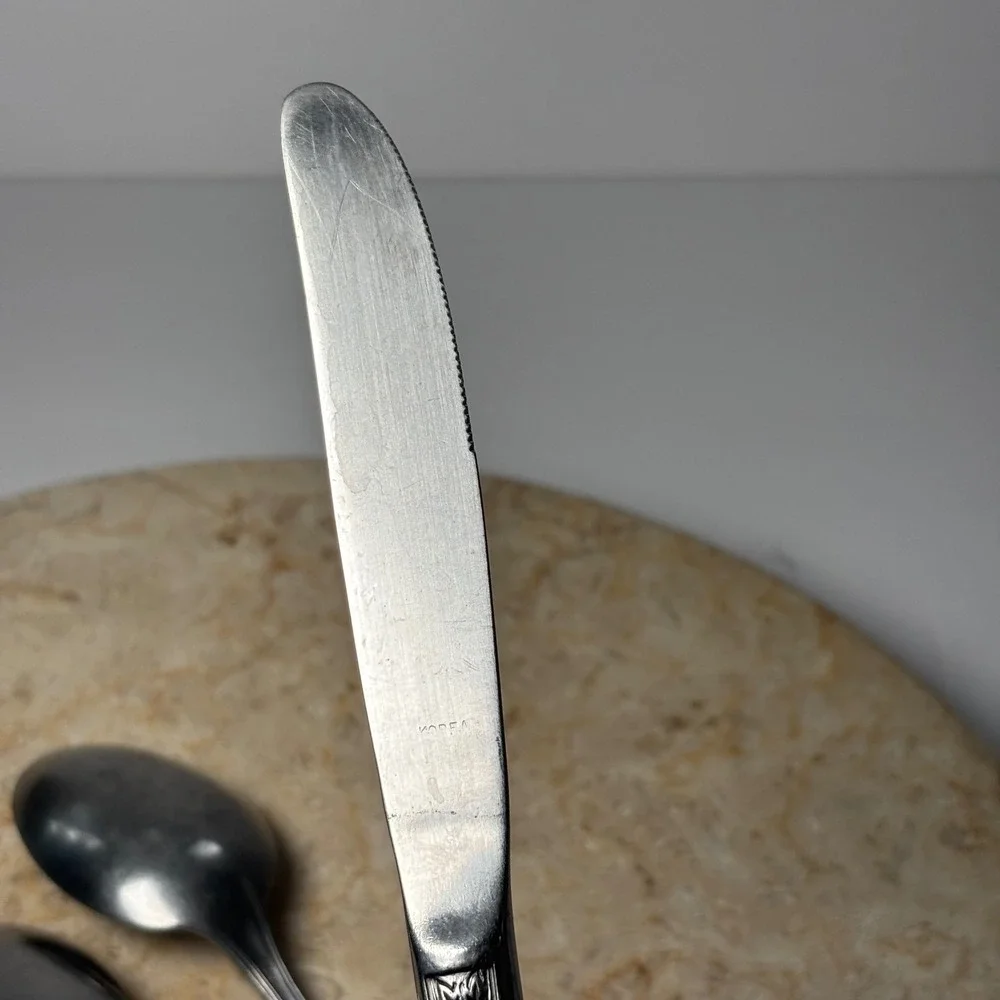 International Stainless Verona Flatware 3pc Set Silver Rose‎ Korea Knife Spoons